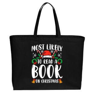 Most Likely To Read A Book On Christmas Matching Family Premium Cotton Canvas Jumbo Tote