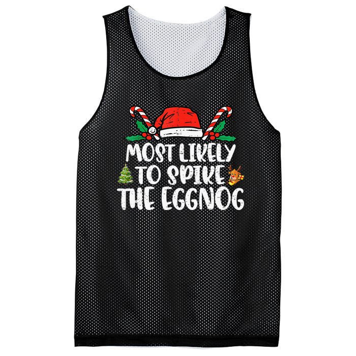 Most Likely To Spike The Eggnog Family Christmas Matching  Mesh Reversible Basketball Jersey Tank