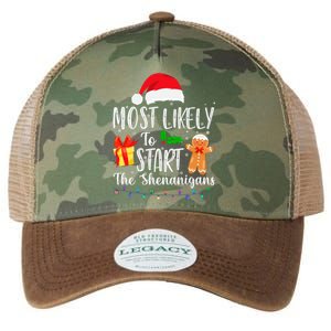 Most Likely To Start The Shenanigans Funny Family Christmas Legacy Tie Dye Trucker Hat