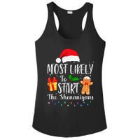 Most Likely To Start The Shenanigans Funny Family Christmas Ladies PosiCharge Competitor Racerback Tank