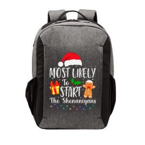 Most Likely To Start The Shenanigans Funny Family Christmas Vector Backpack