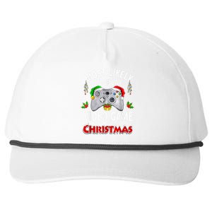 Most Likely To Play Video Games On Christmas Lights Funny Gift Snapback Five-Panel Rope Hat