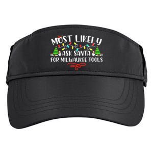 Most Likely To Ask Santa for Milwaukee Tools Christmas Xmas  Adult Drive Performance Visor