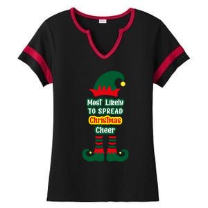 Most Likely To Spread Christmas Cheer Funny Gift Ladies Halftime Notch Neck Tee