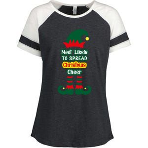 Most Likely To Spread Christmas Cheer Funny Gift Enza Ladies Jersey Colorblock Tee