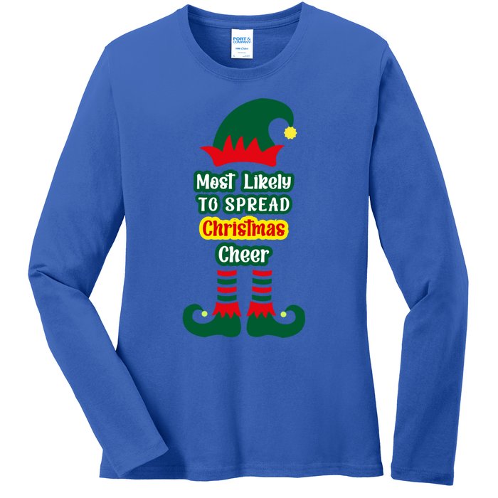 Most Likely To Spread Christmas Cheer Funny Gift Ladies Long Sleeve Shirt