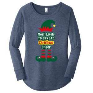 Most Likely To Spread Christmas Cheer Funny Gift Women's Perfect Tri Tunic Long Sleeve Shirt