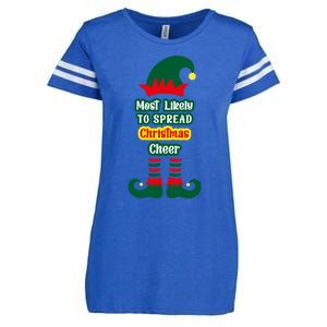 Most Likely To Spread Christmas Cheer Funny Gift Enza Ladies Jersey Football T-Shirt