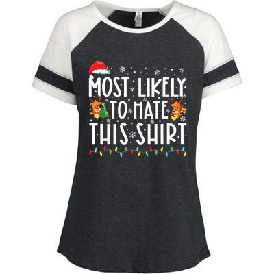 Most Likely To Hate Matching Christmas Funny Family Matching Enza Ladies Jersey Colorblock Tee