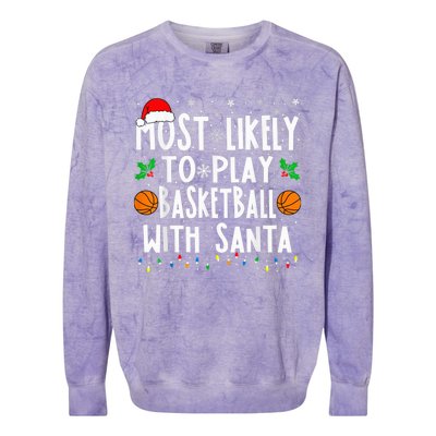 Most Likely To Play Basketball With Santa Family Christmas Colorblast Crewneck Sweatshirt