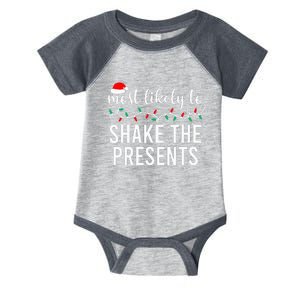 Most Likely To Christmas Matching Family Pajamas Funny Infant Baby Jersey Bodysuit