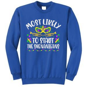 Most Likely To Start All The Shenanigans Family Tall Sweatshirt