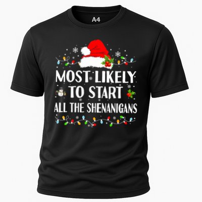 Most Likely To Start All The Shenanigans Funny Christmas Performance Shirt