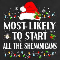 Most Likely To Start All The Shenanigans Funny Christmas Large Microfiber Waffle Golf Towel