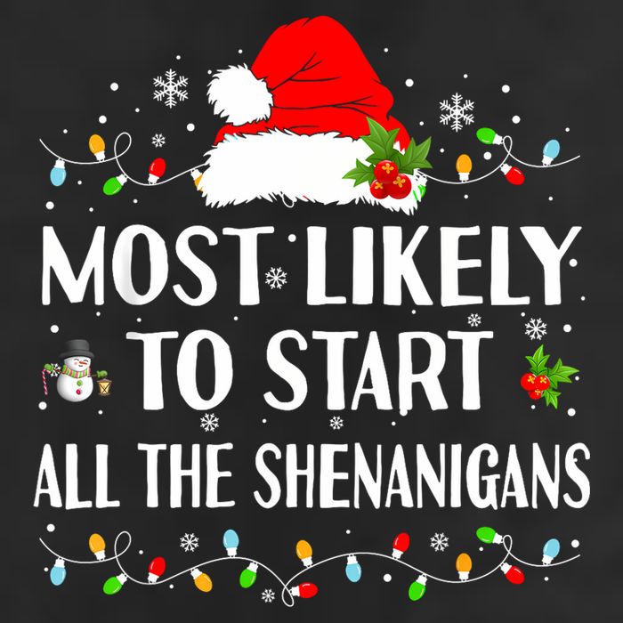Most Likely To Start All The Shenanigans Funny Christmas Large Microfiber Waffle Golf Towel