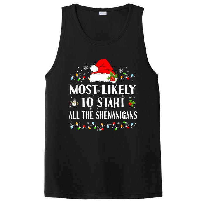 Most Likely To Start All The Shenanigans Funny Christmas PosiCharge Competitor Tank