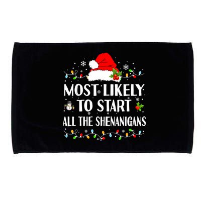 Most Likely To Start All The Shenanigans Funny Christmas Microfiber Hand Towel