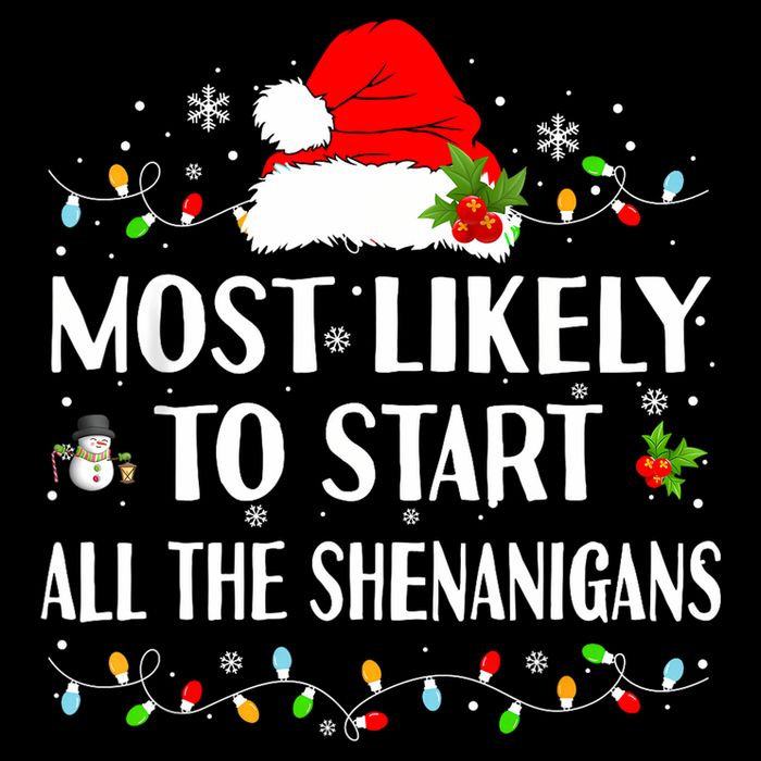 Most Likely To Start All The Shenanigans Funny Christmas Short Acrylic Beanie