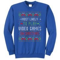 Most Likely To Play Video Games On Christmas Pajama Ugly Gift Sweatshirt