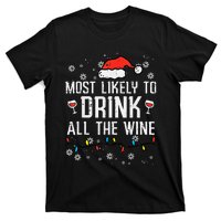 Most Likely To Drink All The Wine Family Matching Christmas T-Shirt