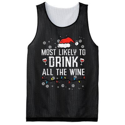 Most Likely To Drink All The Wine Family Matching Christmas Mesh Reversible Basketball Jersey Tank