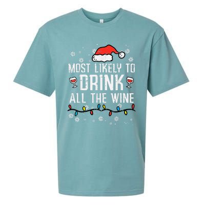 Most Likely To Drink All The Wine Family Matching Christmas Sueded Cloud Jersey T-Shirt