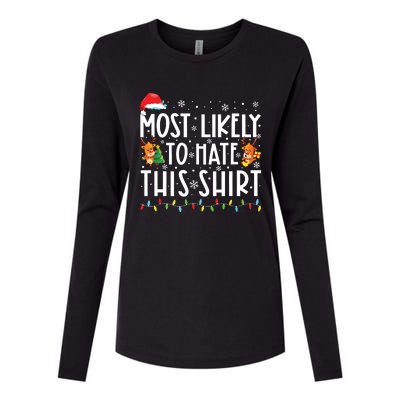 Most Likely To Hate This Shirts Family Christmas Pajamas Womens Cotton Relaxed Long Sleeve T-Shirt