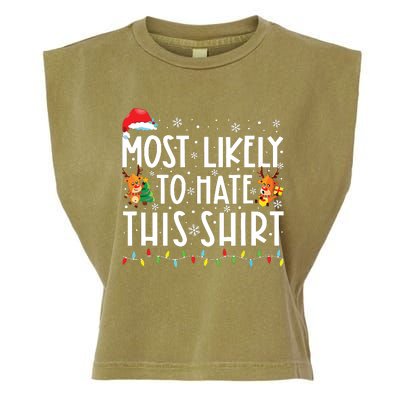 Most Likely To Hate This Shirts Family Christmas Pajamas Garment-Dyed Women's Muscle Tee