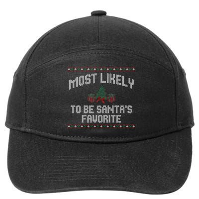 Most Likely To Be Santas Favorite Funny Christmas Family Matching 7-Panel Snapback Hat