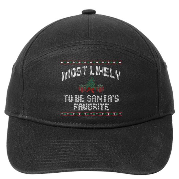 Most Likely To Be Santas Favorite Funny Christmas Family Matching 7-Panel Snapback Hat