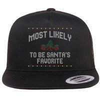 Most Likely To Be Santas Favorite Funny Christmas Family Matching Flat Bill Trucker Hat