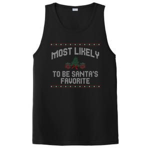 Most Likely To Be Santas Favorite Funny Christmas Family Matching PosiCharge Competitor Tank