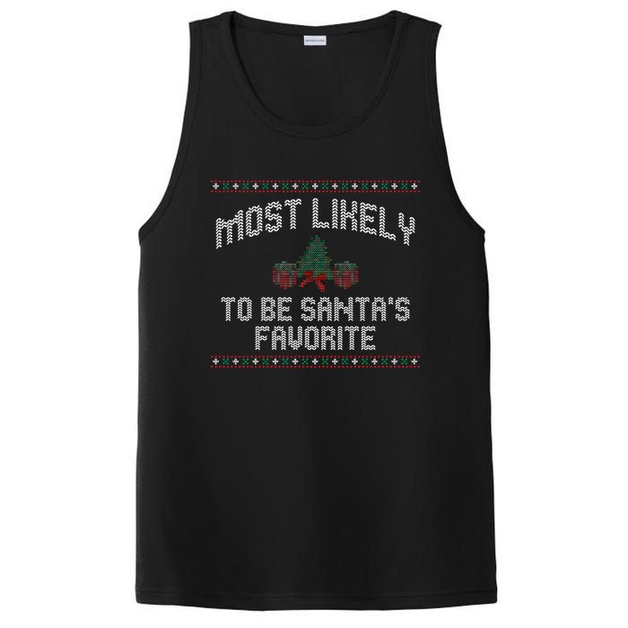 Most Likely To Be Santas Favorite Funny Christmas Family Matching PosiCharge Competitor Tank