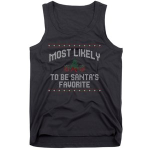 Most Likely To Be Santas Favorite Funny Christmas Family Matching Tank Top