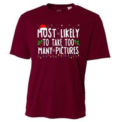 Most Likely To Take Too Many Pictures Funny Christmas Cooling Performance Crew T-Shirt