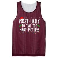 Most Likely To Take Too Many Pictures Funny Christmas Mesh Reversible Basketball Jersey Tank