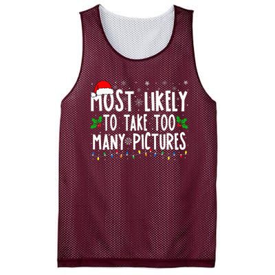 Most Likely To Take Too Many Pictures Funny Christmas Mesh Reversible Basketball Jersey Tank