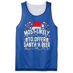 Most Likely To Offer Santa A Beer Funny Christmas Gift Mesh Reversible Basketball Jersey Tank