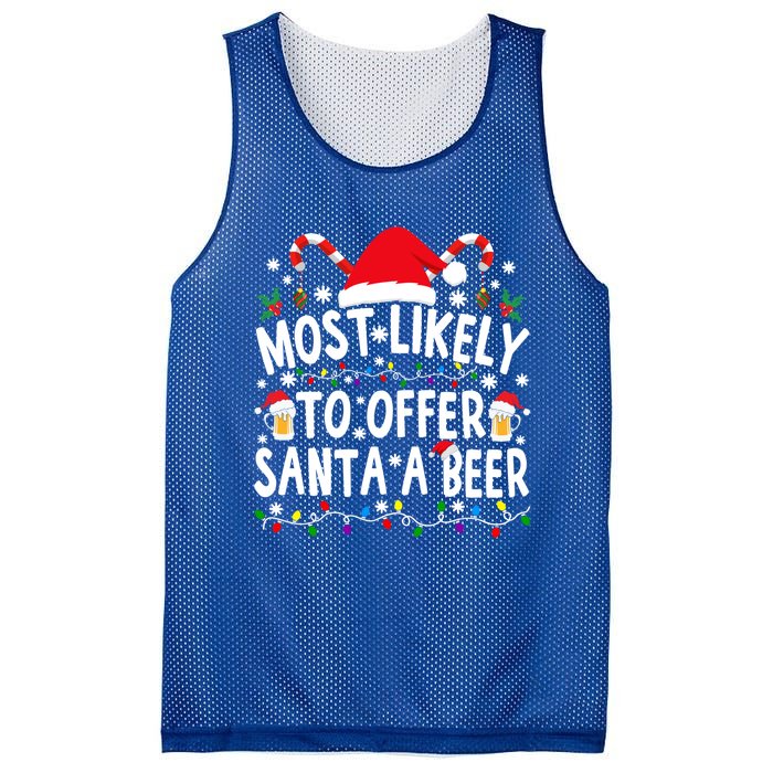 Most Likely To Offer Santa A Beer Funny Christmas Gift Mesh Reversible Basketball Jersey Tank