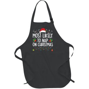 Most Likely To Nap On Christmas Family Christmas Pajamas Full-Length Apron With Pockets