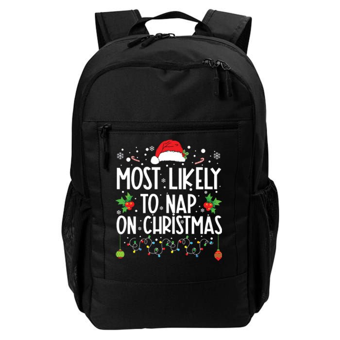 Most Likely To Nap On Christmas Family Christmas Pajamas Daily Commute Backpack