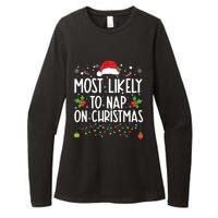 Most Likely To Nap On Christmas Family Christmas Pajamas Womens CVC Long Sleeve Shirt