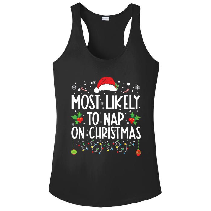 Most Likely To Nap On Christmas Family Christmas Pajamas Ladies PosiCharge Competitor Racerback Tank