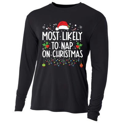 Most Likely To Nap On Christmas Family Christmas Pajamas Cooling Performance Long Sleeve Crew