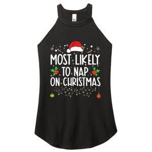 Most Likely To Nap On Christmas Family Christmas Pajamas Women's Perfect Tri Rocker Tank