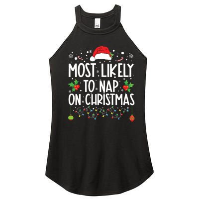 Most Likely To Nap On Christmas Family Christmas Pajamas Women's Perfect Tri Rocker Tank