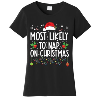 Most Likely To Nap On Christmas Family Christmas Pajamas Women's T-Shirt