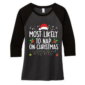 Most Likely To Nap On Christmas Family Christmas Pajamas Women's Tri-Blend 3/4-Sleeve Raglan Shirt