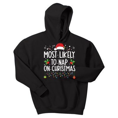 Most Likely To Nap On Christmas Family Christmas Pajamas Kids Hoodie