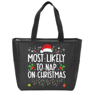 Most Likely To Nap On Christmas Family Christmas Pajamas Zip Tote Bag